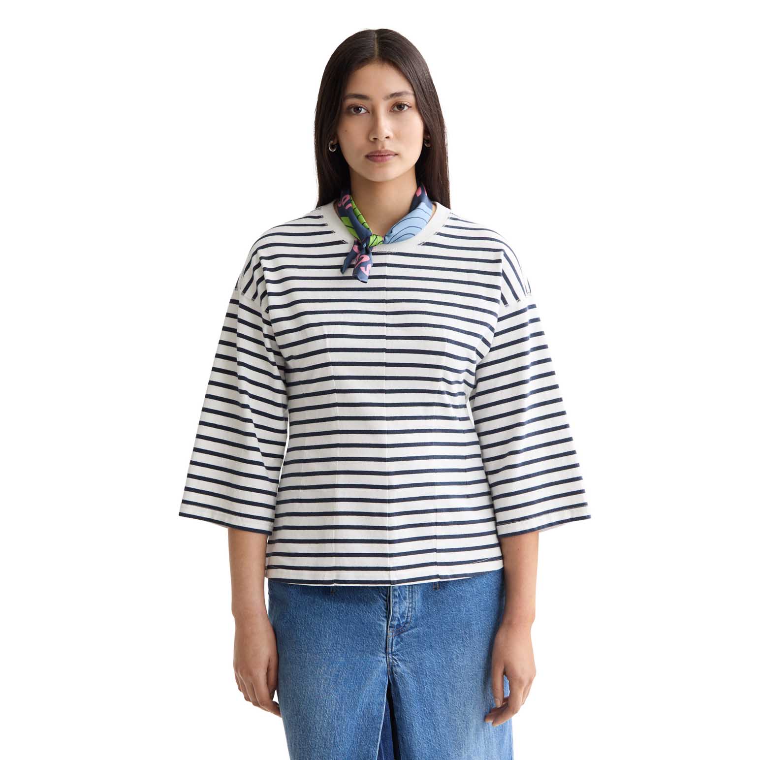 Scotch & Soda Washed Striped Breton Tee With Shaping Details